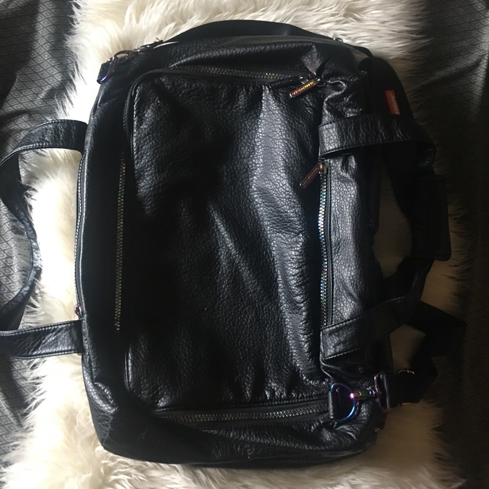 SPRAYGROUND Iridescent Black Leather Duffle Bag - Picture 6 of 16